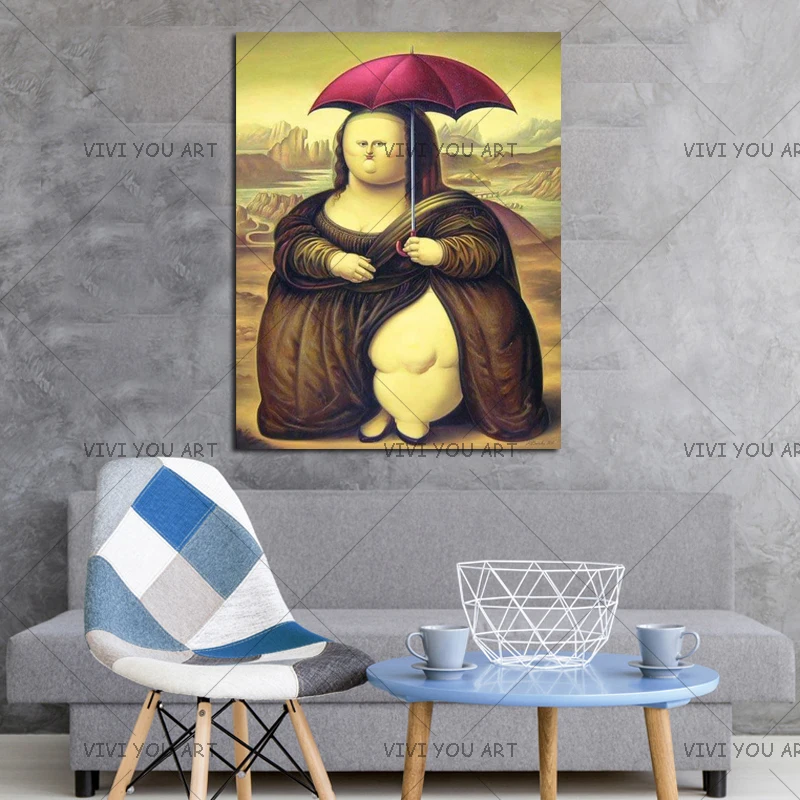 Холст ручной работы от Da Vinci Mona Lisa giclee Cartoom Картина на холсте известная картина