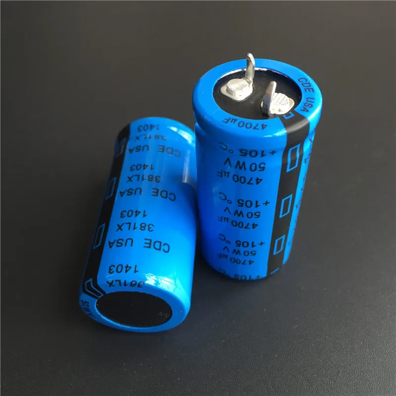2 шт. 4700 мкФ с алюминиевой крышкой, 50В CDE 381LX 22x45 мм 50V4700uF, простая в использовании БП Алюминий электролитический конденсатор с алюминиевой крышкой