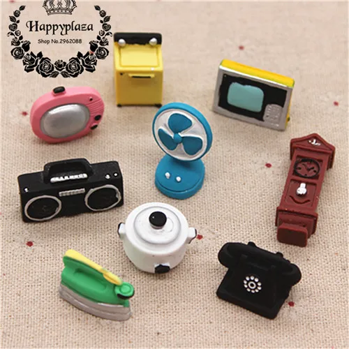 mix colors 10pcs Милый полимерный 3D античный домашний прибор ТВ/Радио/настольный телефон/железо/шайба миниатюрное искусство поставка украшение поделка-Шарм DIY - Цвет: mix colors 10pcs