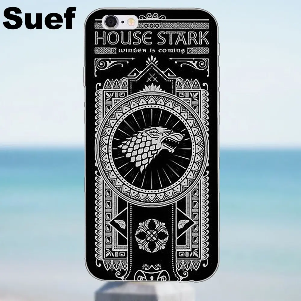 Suef House Stark Got мягкий чехол для телефона iPhone X 4 4S 5 5S 5C SE 6 6S 7 8 Plus Samsung Galaxy A3 A5 J1 J3 J5 J7 2016