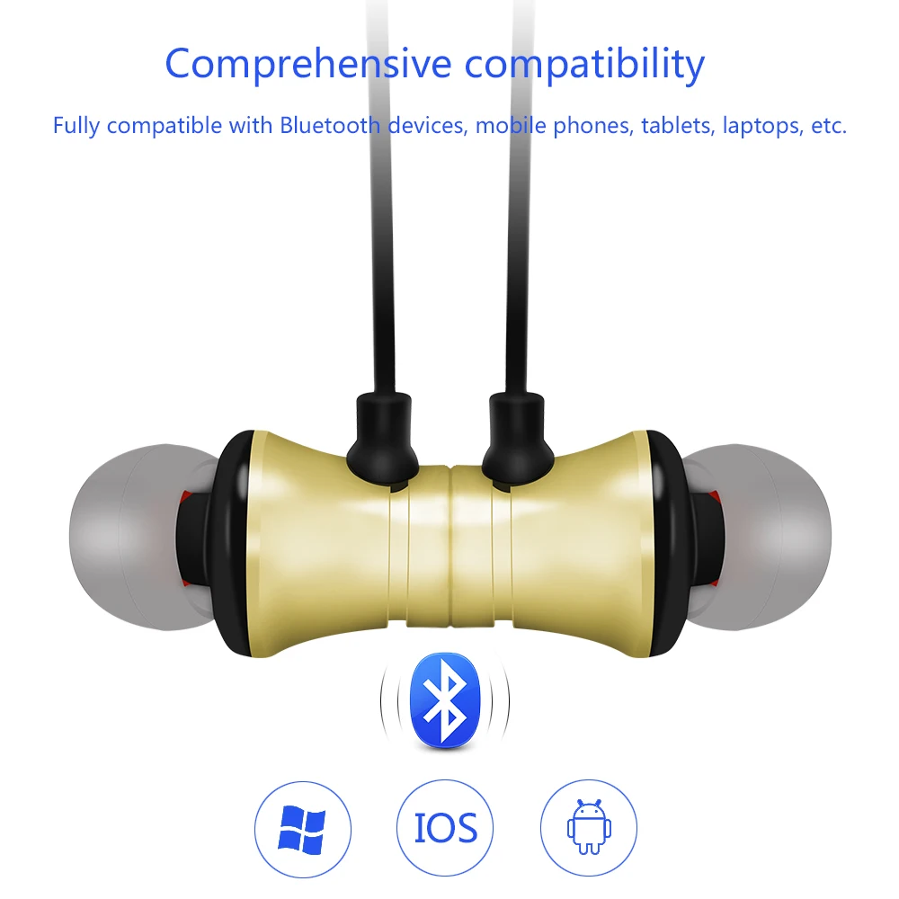 Bluetooth наушники, беспроводные наушники, Bluetooth, Спортивная гарнитура с шейным ободком, бас, защита от пота, стерео наушники, встроенный микрофон для телефонов