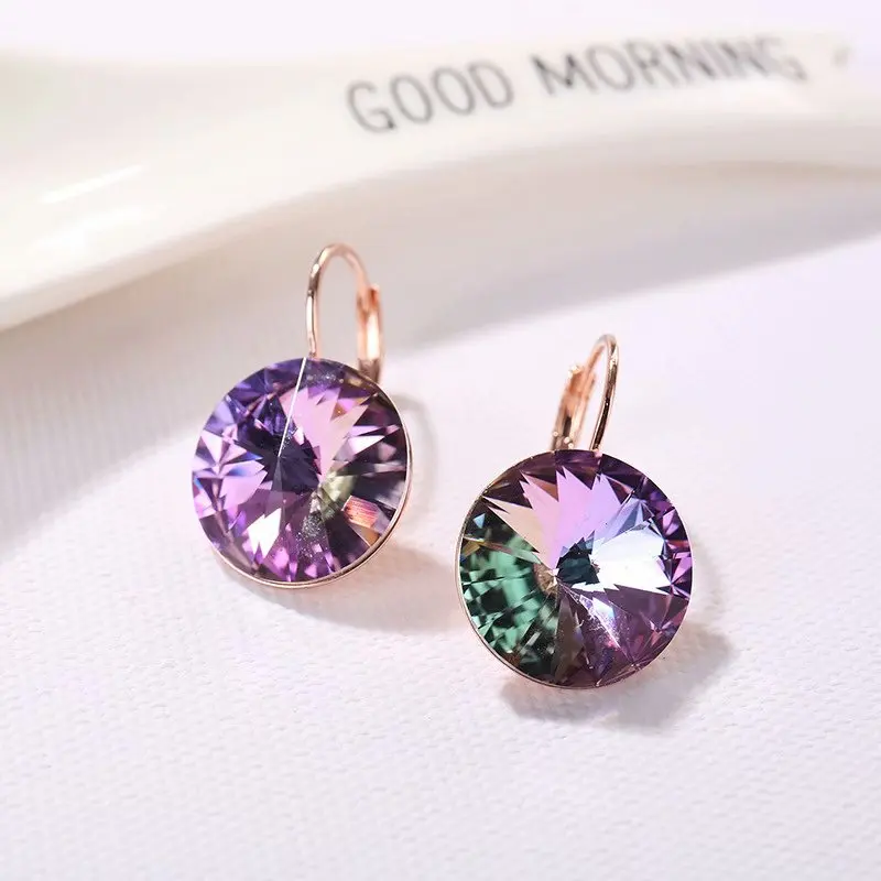 VL Висячие серьги с кристаллами Swarovski,, с круглыми камнями, для женщин, элегантные, вечерние, свадебные ювелирные изделия, распродажа - Окраска металла: VL