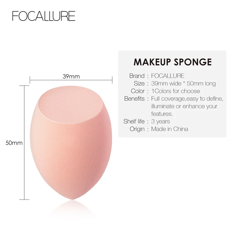FOCALLURE мягкая губка для макияжа, Тональная основа, консилер, румяна, пудра, инструменты для макияжа, легко носить, косметический спонж
