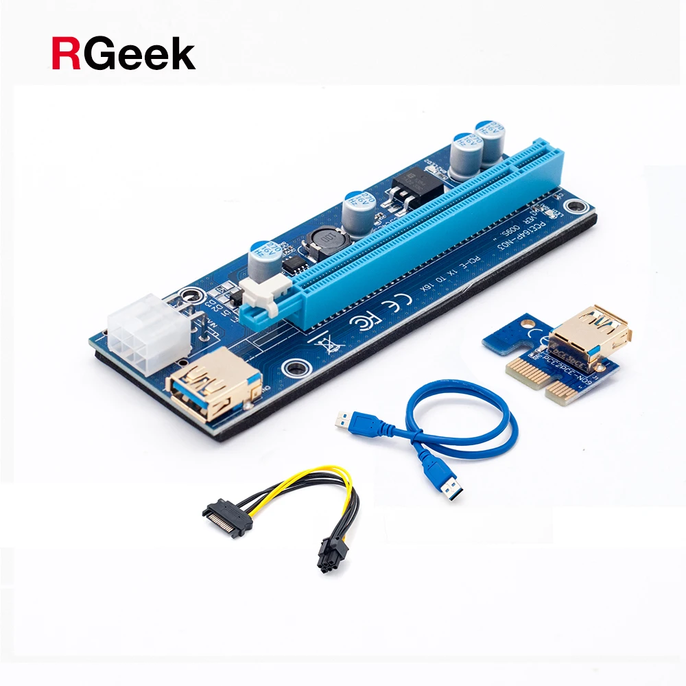 PCI E Riser Express 1X к 16X переходная карта 60 см USB 3 0 SATA 6Pin кабель питания для BTC Bitcoin Mining