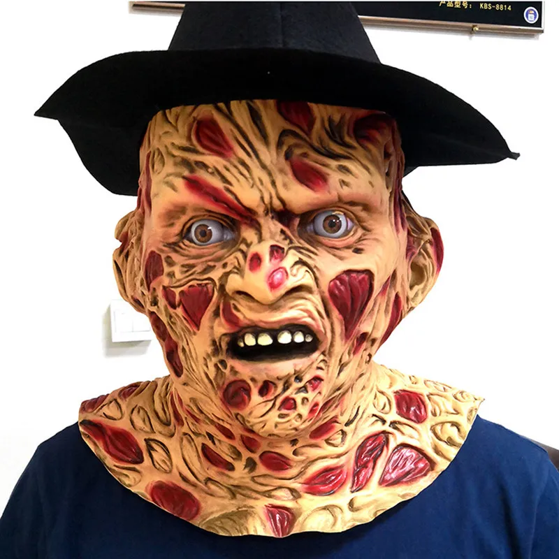 Латексная Маска Freddy Krueger страшный костюм для взрослых на Хэллоуин тема зомби