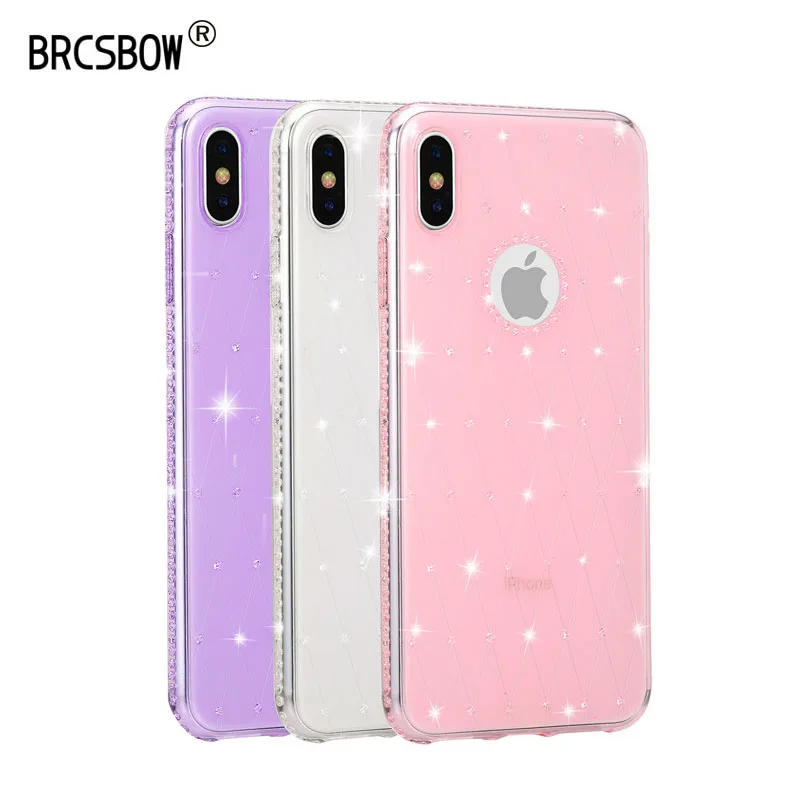 BRCSBOW модный алмазный Блестящий Прозрачный чехол для телефона iPhone 6 6S 8 7 Plus Мягкий