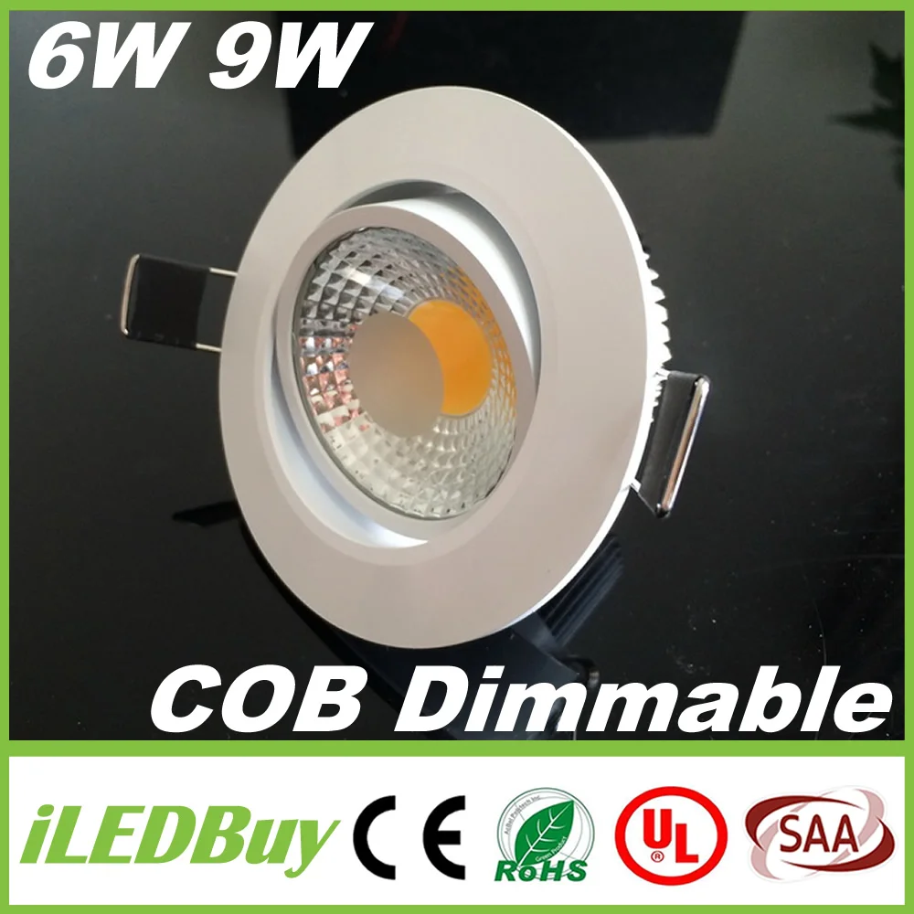 Супер качество белый корпус 6 Вт 9 Led Cob светильники точечные огни 120 Угол луча CREE