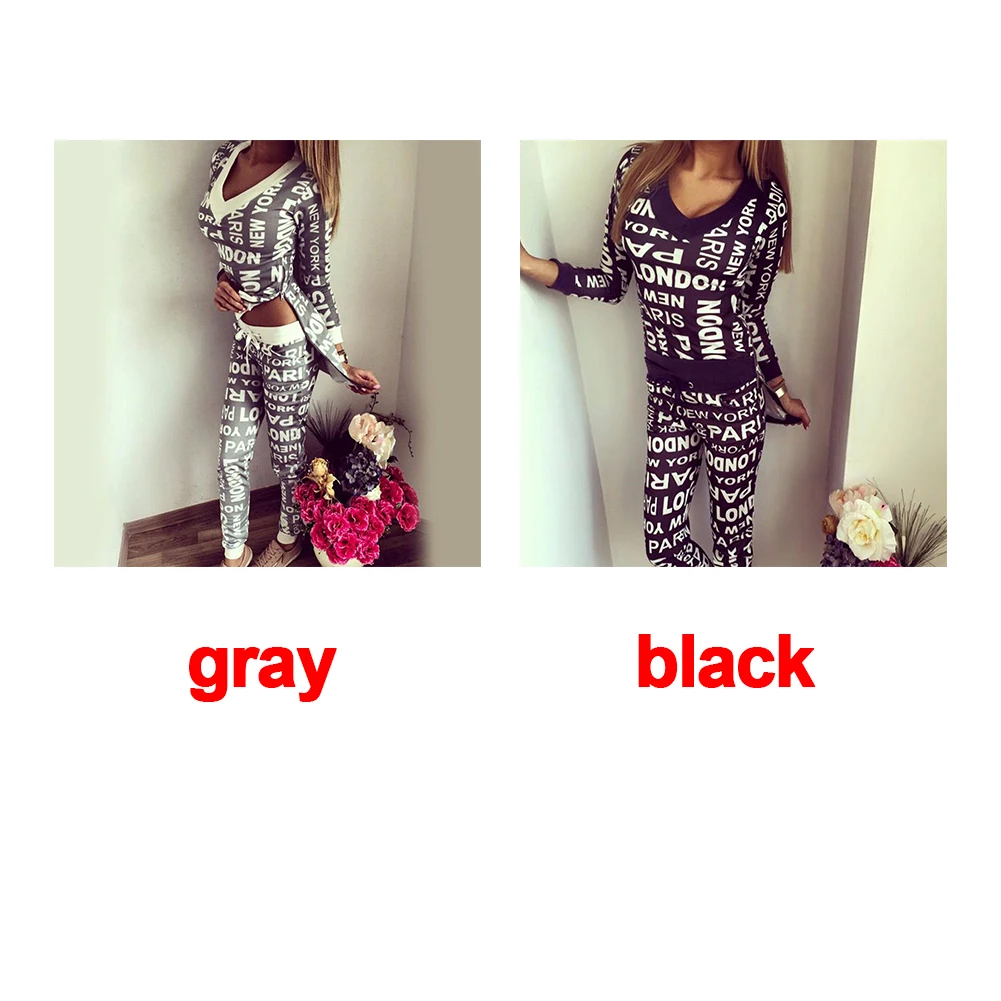 Для женщин Модный буквенный принт с эластичной резинкой на талии костюм v