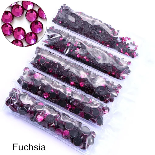Fuchsia Стразы DMC с горячей фиксацией, 23 Цвета, SS6-SS30, 1200 шт., стразы для украшения свадебного платья B1262 - Цвет: Fuchsia