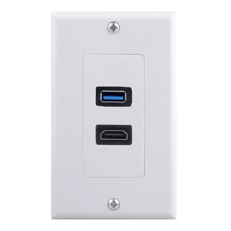 JFBL Горячая 1x 2 порта HDMI + USB 3 0 женская настенная Лицевая панель розетка удлинитель
