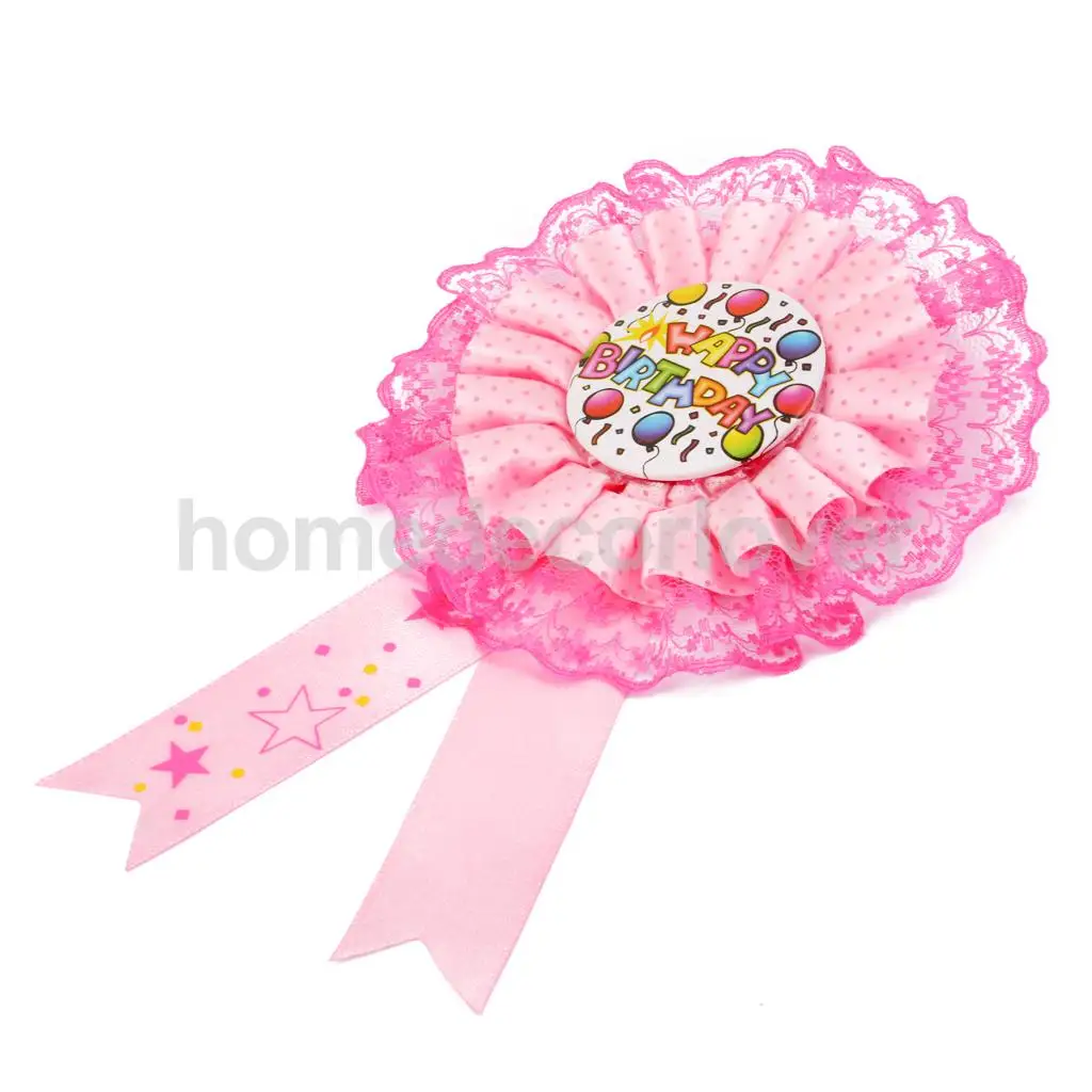 Розовый значок розетка с надписью HAPPY BIRTHDAY Award для девочек|supplies party| |