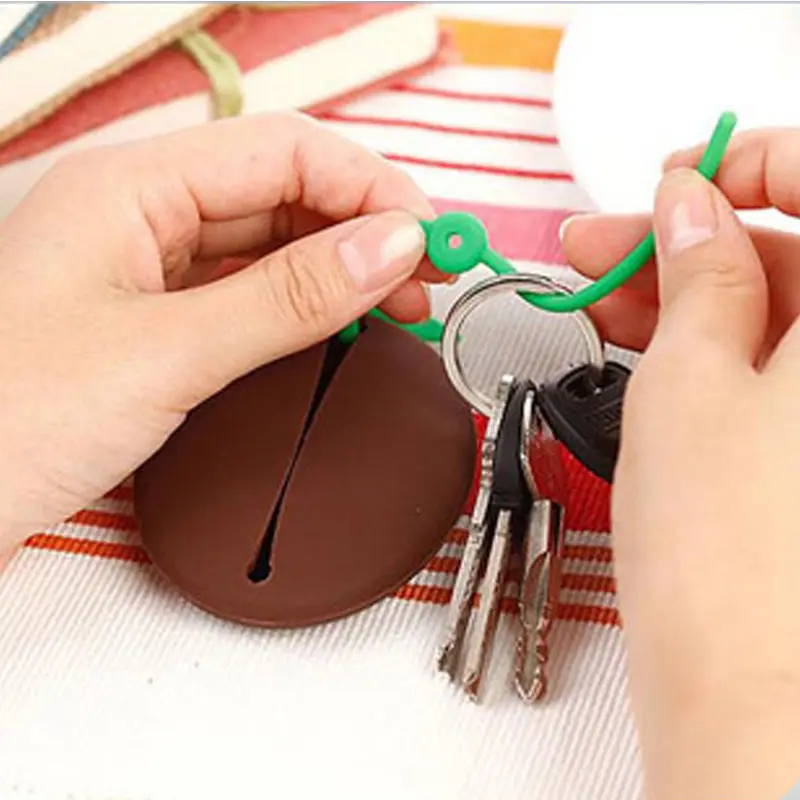 Новинка силиконовые в виде кофейных зерен брелок для ключей и сумок кошелек