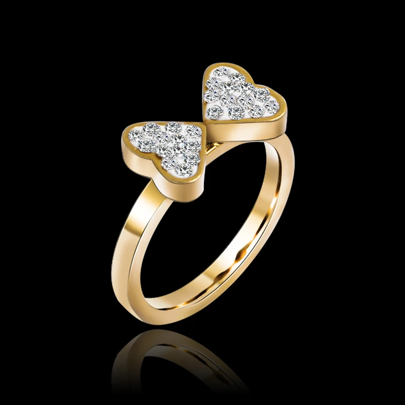 Amgj золото Цвет Клевер Комбинации Кольца Титан Сталь Пару Кольцо для Для женщин