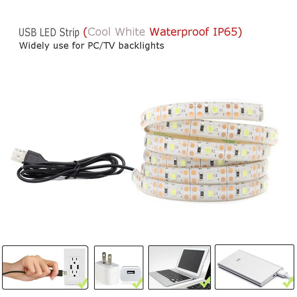 LED Strip Remote Battery Powered Strip Light Dimmable DC 5V LED Tape Battery Operated Stripe Waterproof 4AA with 11 Keys Remote - Испускаемый цвет: USB Strip IP65 CW