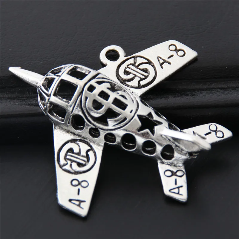 10 шт. серебряный цвет 3D Полые подвеска в виде самолета воздушный кулон Самолет