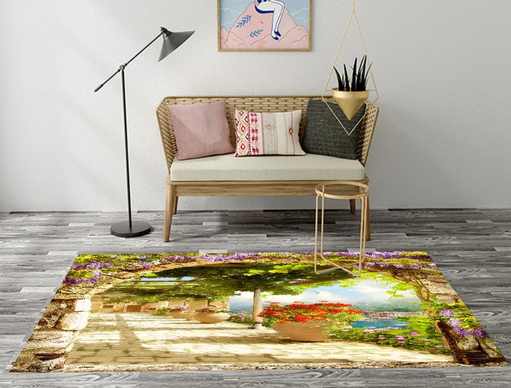 Flowers Bridge Rugs And Carpets with View on the Town For Baby Home Living Room Cushion Bedroom Parlor Hallway Door Floor Mats | Дом и сад