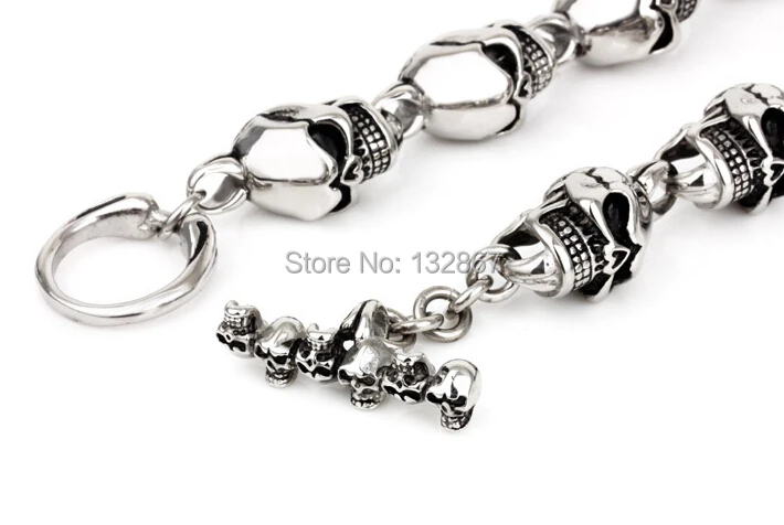 Панк Ювелирный Набор 15 мм широкий большой готический череп Байкерский браслет +