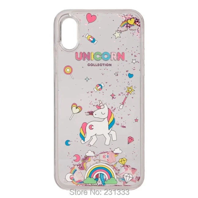 C-ku Liquid Quicksand Glitter Unicorn Hard PC TPU Case For Iphone X 8 7 PLUS 7plus I7 6 6S Star Cartoon Cover Skin Fashion 50pcs | Мобильные
