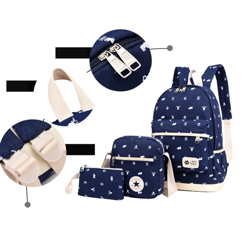 Холщовые шт./компл. женские школьные рюкзаки модный ранец для колледжа