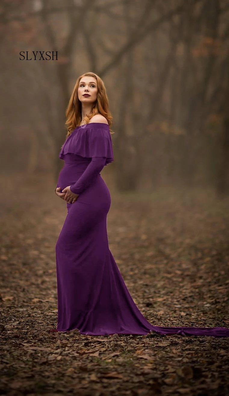 

SLYXSH Hot Maternity Dress Photography Props Pregnant Women Long Dress Photo Shoot Dresses Pregnant Women Photo Dress
