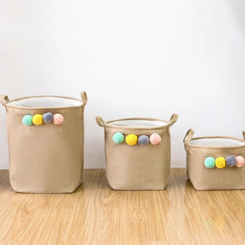 

Hair Ball Cotton Linen Storage Bucket Laundry Basket Folding Simple Bedroom Household Items 040 y
