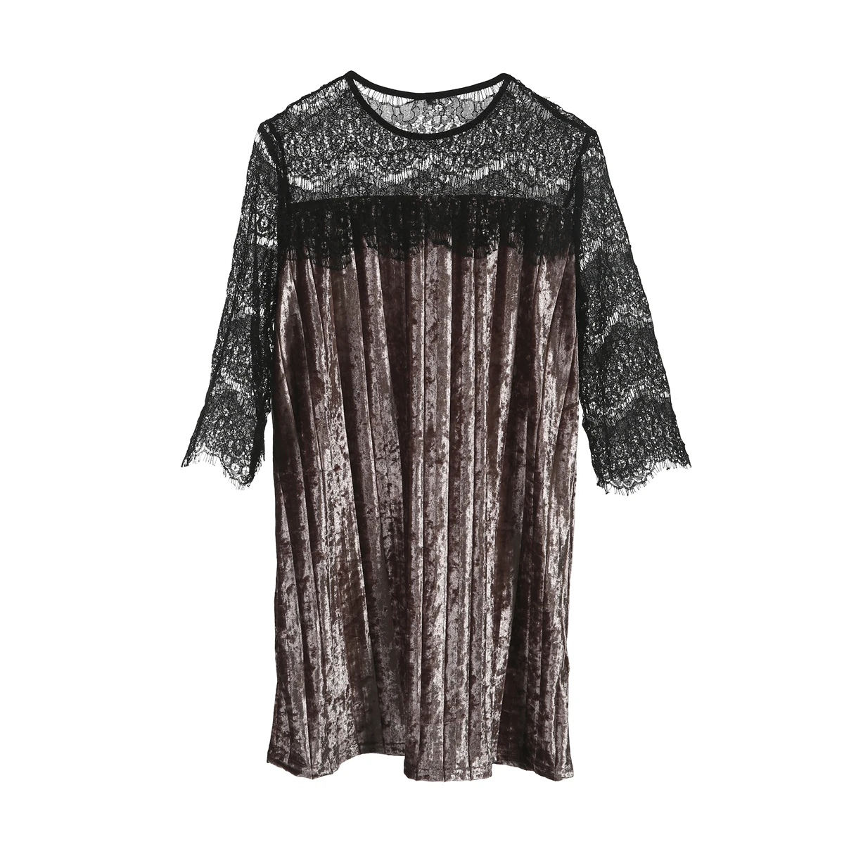 Новинка Женский бархатный сарафан кружевное платье с рукавами-патчами женское