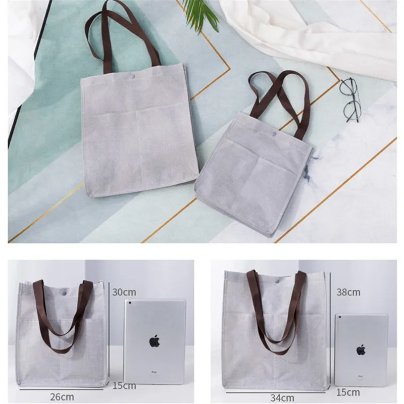 Shopping Tote Check Plaid Female Flax Canvas Shopping Bags Shoulder Bags Durable Women Student Cotton Linen Single Shoulder Bag images - 6