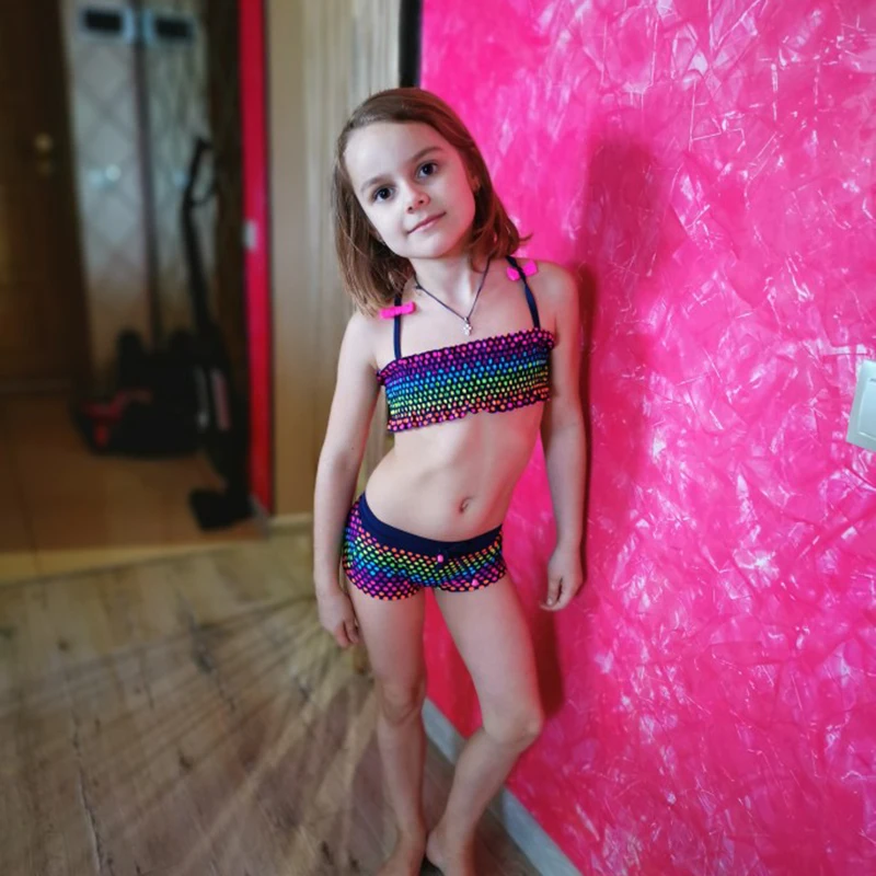 FINAL SALE!!! Two pieces Girls swimwear Kids Bikini sets Lovely Polka Dot swimsuit Children Biquini Infantil-H052 | Спорт и