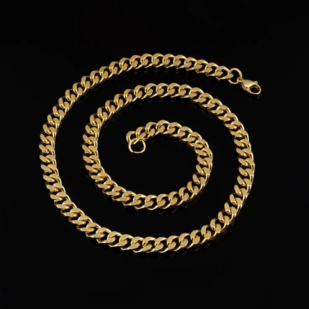 КУБИНСКИЙ звено цепи Цепочки и ожерелья Нержавеющая сталь 8 мм/24 дюйма золотое