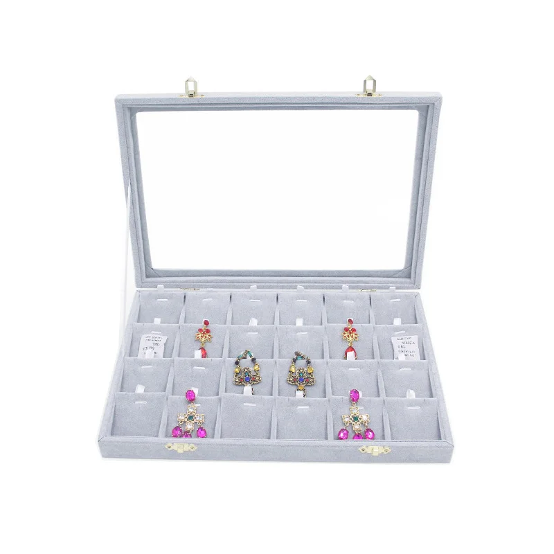24 Slots Jewelry Box Pendants Display Necklace Jade Pendant Holder Rack Portrait Frame Casket | Украшения и аксессуары