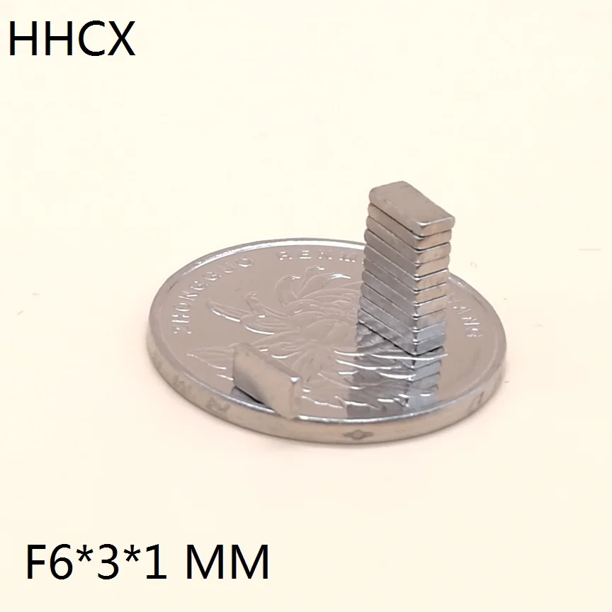 100 шт./лот неодимовый магнит 6x3x1 N35 Сильный мм квадратный редкоземельный 6*3*1