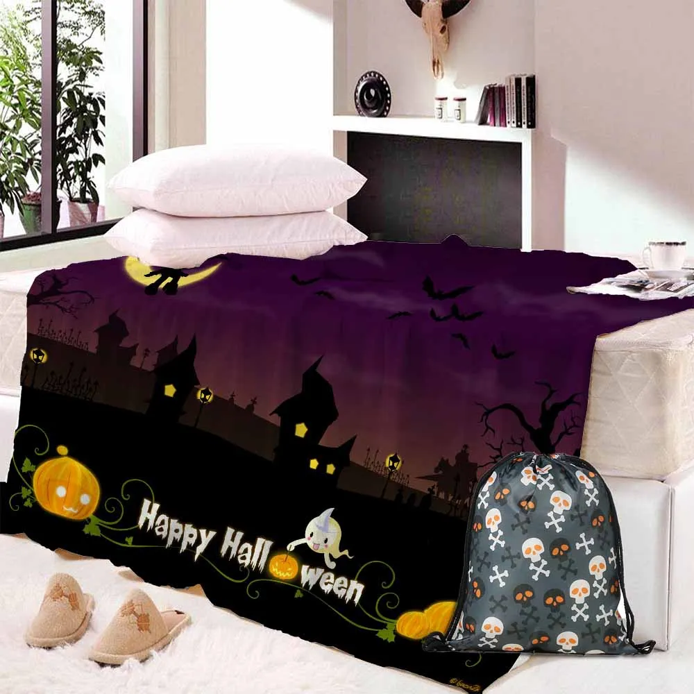 Blanket Bag 4 Мягкий фланелевый скелет, череп на Хэллоуин голова паук чистая кошмар пледы тепло мягкий плюшевый диван кровать Прямая поставка - Цвет: Blanket Bag 4