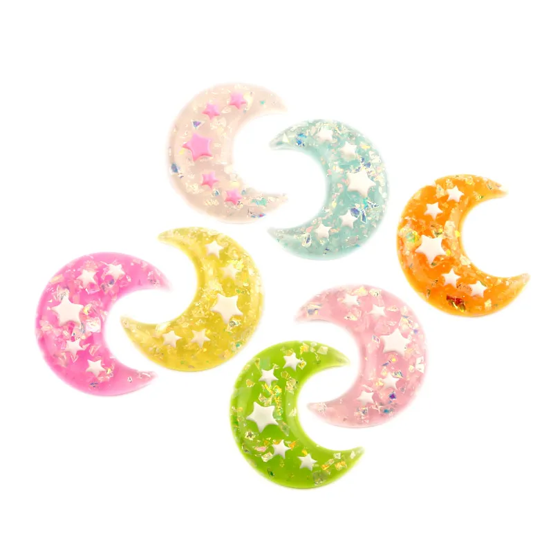 LF 10 шт. Смешанные Украшения из смолы украшения в виде Луны с плоским основанием