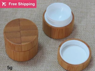 

Free shipping high quality 5g 10pcs/lot bamboo cream jar inner PP body care cream jar,eye cream box,bamboo small packing bottle