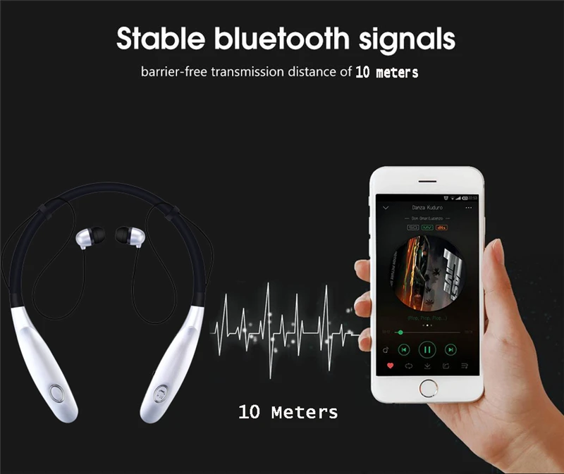 Беспроводные Bluetooth наушники 3D стерео гарнитура с шейным ободом спортивные наушники бас наушники-вкладыши с микрофоном для всех телефонов