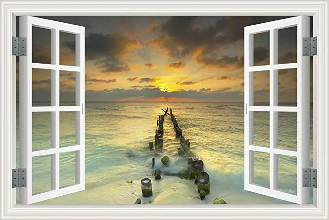 7 Пейзаж, море, пляж, окно, снаружи 5D, сделай сам, полная квадратная дрель, алмазная живопись, 3d Мозаика, алмазная вышивка, украшение для свадебной комнаты - Цвет: 7