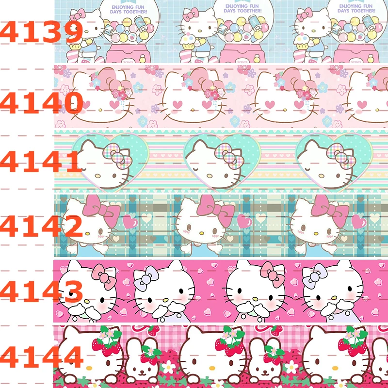 10 ярдов-Различные размеры мультфильм лента-мультфильм Кот шаблон напечатанный