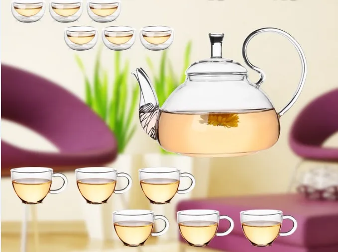 1PC Elegant Flower Coffee Glass Tea Pot Teapots Heat Resistant Gongfu Maker With Filter EJN 1011 | Дом и сад