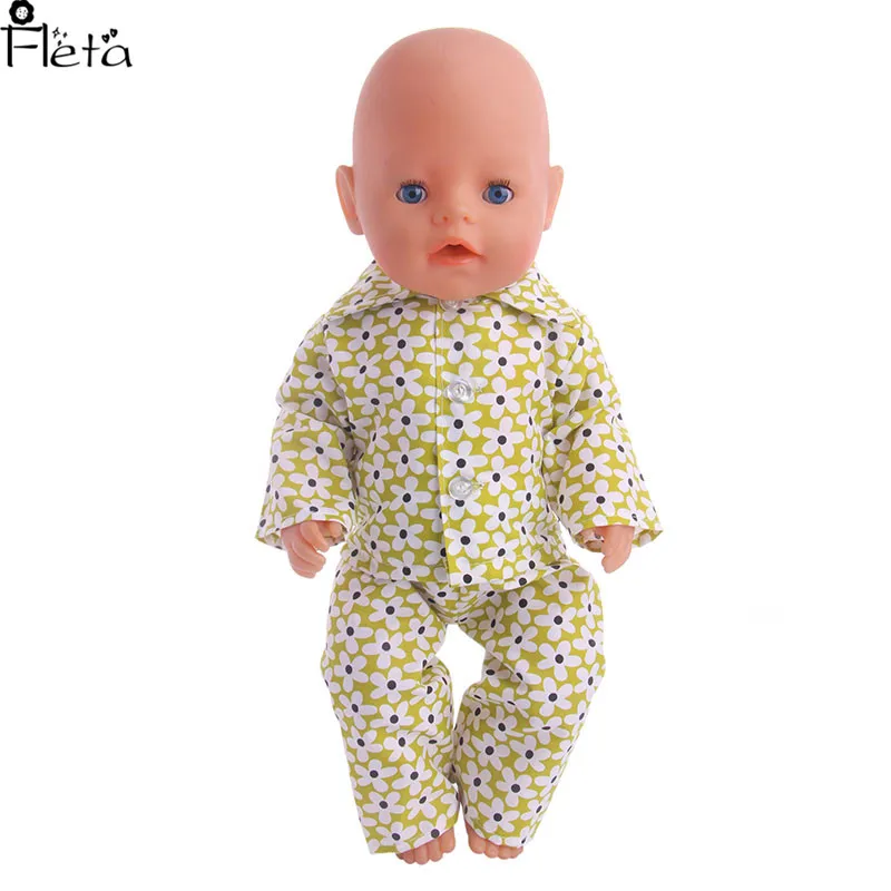 Fleta 15 цветов костюм куклы одежда пижамы с белыми кнопками для 43 см Reborn Baby Doll или 18