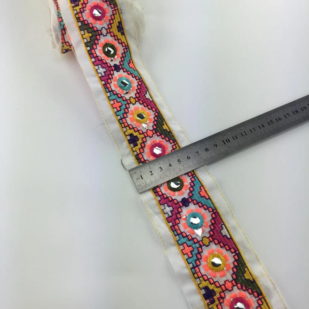 1 ярд геометрические блестки вышивка в этническом стиле кружевная отделка DIY