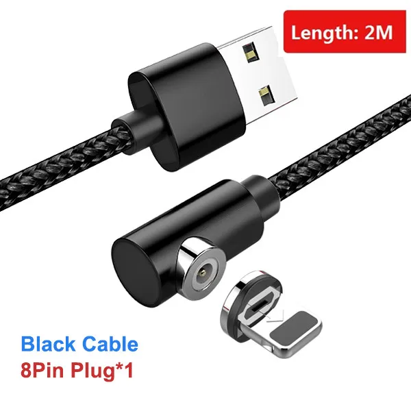 For iPhone Black 2M ACCEZZ Магнитный кабель Micro usb type C для iPhone X XS MAX XR 8 Магнитная Зарядка для samsung S10 Быстрая зарядка телефонный кабель шнур 2 м - Цвет: For iPhone Black 2M