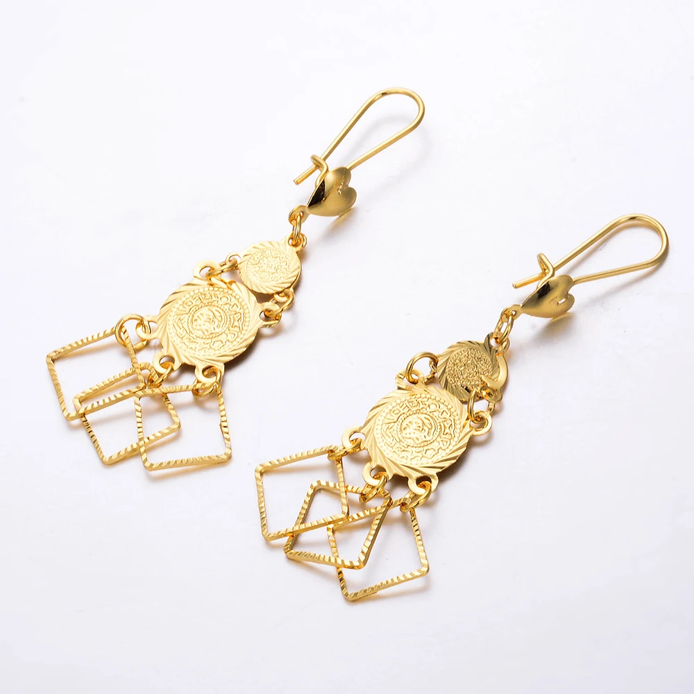 WANDO классические женские украшения для девочек золотые монеты висячие серьги в