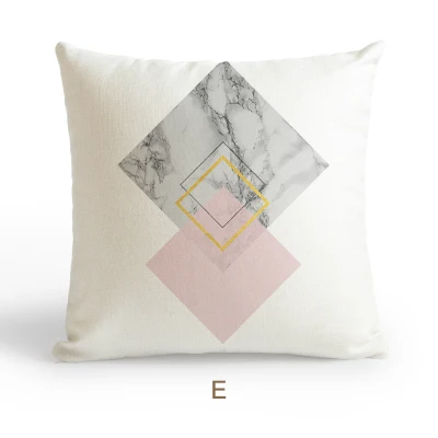 E 45x45cm Декоративные рождественские Подушки для дома в скандинавском стиле, золотисто-розовый мраморный геометрический чехол для подушки с желтым ананасом, льняная наволочка для подушки - Цвет: E 45x45cm