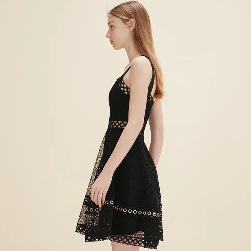 2018 летние короткие платья Для женщин без рукавов линию Кружева Мини Вечерние