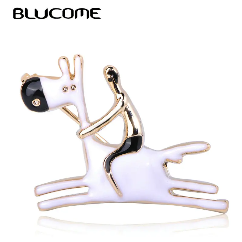 Детская/женская брошь в виде лошади Blucome синяя эмалированная форме животного