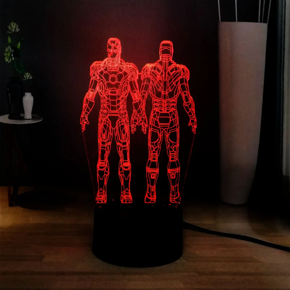 Amroe новинка 2019 3D LED USB сенсорный новый атмосферный Настольный светильник Marvel два