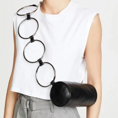 Модная круглая сумочка из искусственной кожи в стиле ретро с металлическим