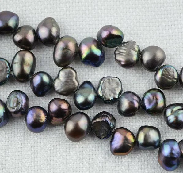 

Unique Pearls jewellery Store Top Drilled Baroque Black Freshwater Pearl Loose Beads 6-7mm One Full Strand YLS1-0016