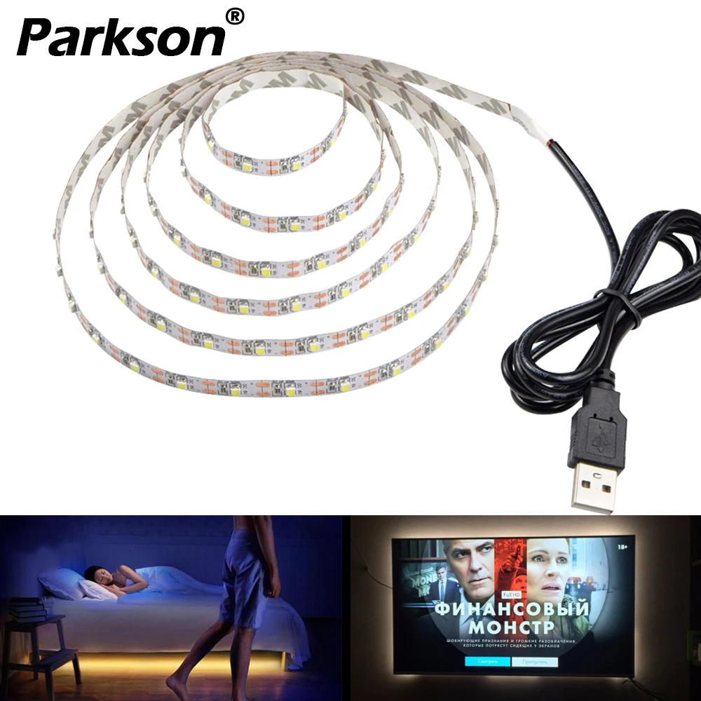 5V USB силовая Светодиодная лента светильник белый/теплый белый SMD 2835 3528 HD ТВ Настольный ПК экран подсветка и косой светильник ing 1 м 2 м 3 м 4 м 5 м