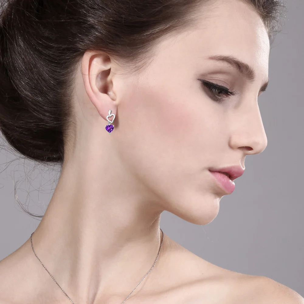 GemStoneKing 0 80 карат в форме сердца Натуральный Фиолетовый аметист драгоценный